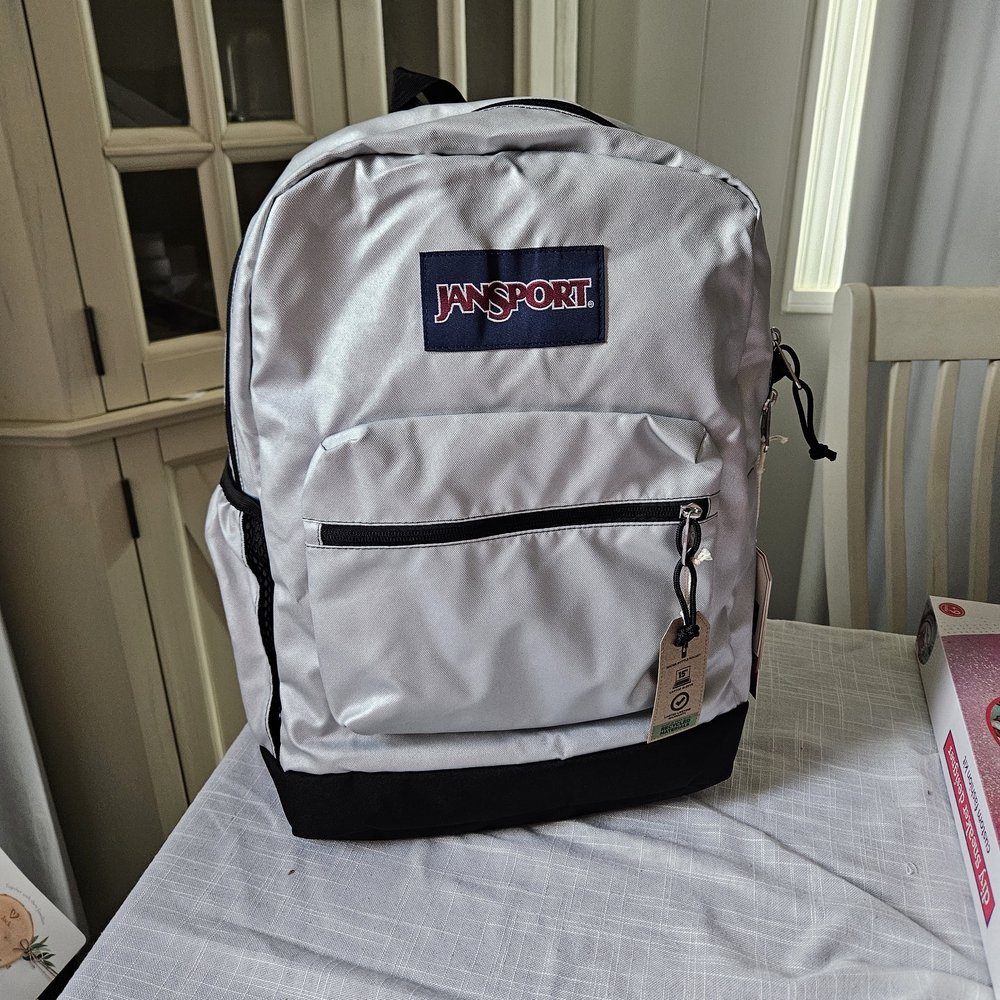 JanSport Classic Silver and Black Backpack
